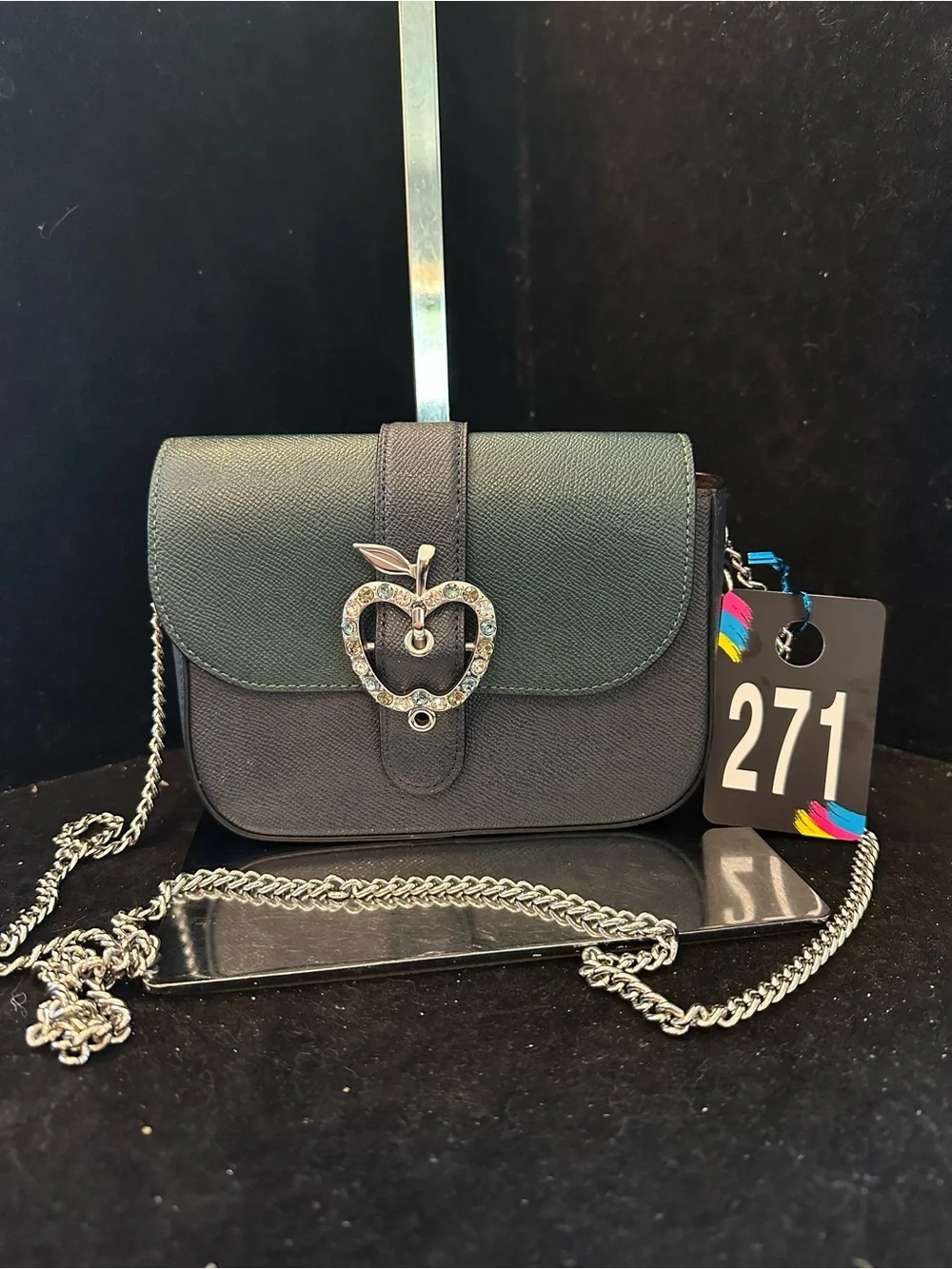 Coach #271 Gemma Crossbody  Bag  in Colorblock  with Crystal Apple 🍏 Buckle